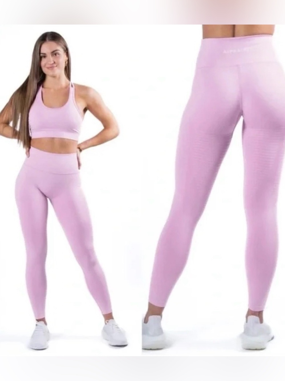Alphalete Halo Leggings in Bloom Small Seamless Workout Lifting Run Pilates Yoga